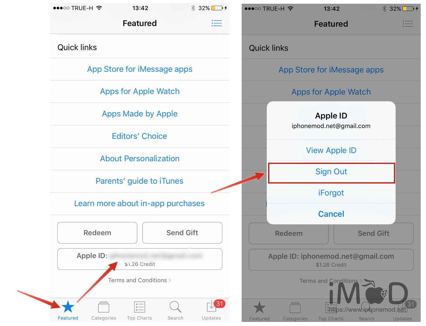 how to sign out of app store