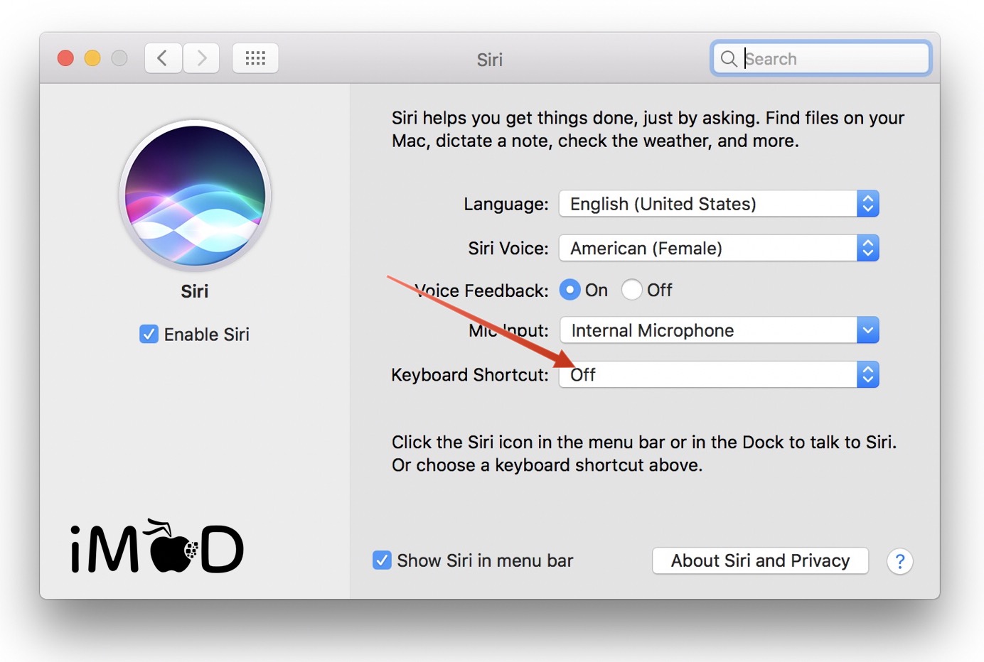 siri setting macos sierra