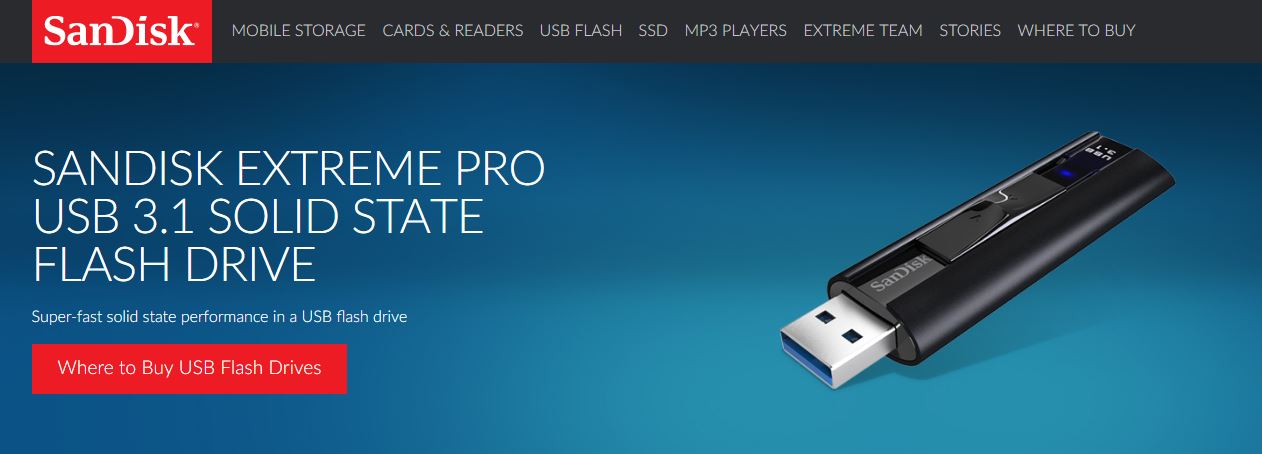 SANDISK EXTREME PRO USB 3.1 SOLID STATE FLASH DRIVE
