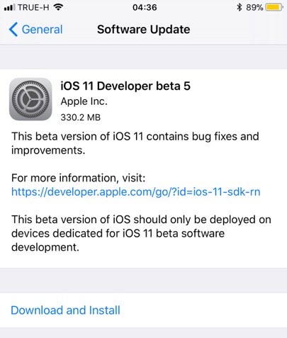 Ios 11 Dev Beta5 1 2