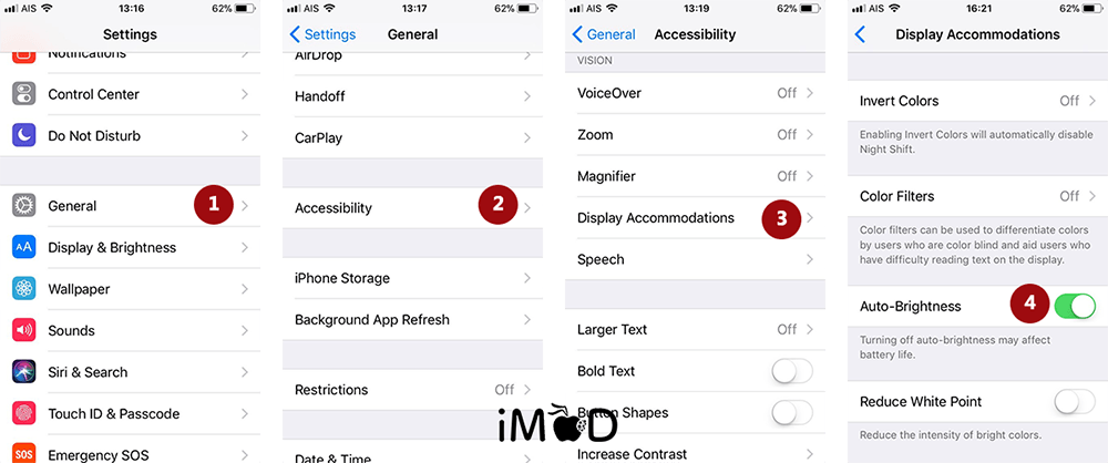 17.open Auto Brightness Save Battery Ios 11