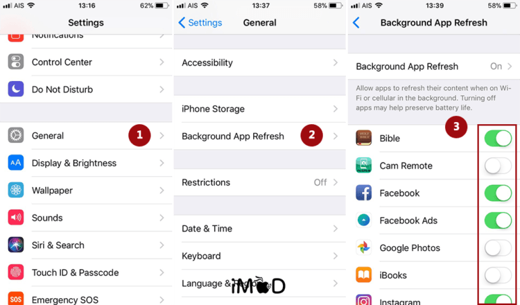 2.close Background App Refresh 1 Save Battery Ios 11