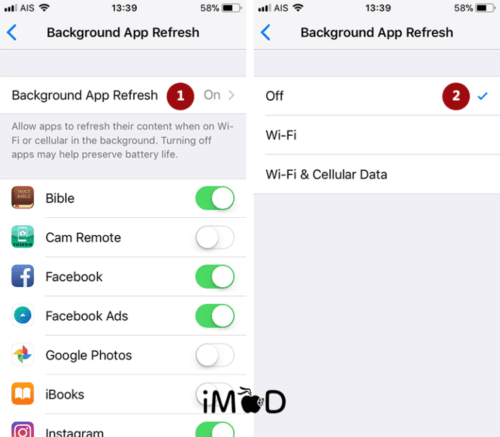 3.close Background App Refresh 2 Save Battery Ios 11