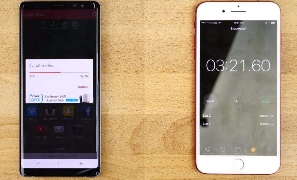 Note 8 Vs Iphone 7 Plus Speed Comaparison 5