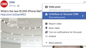 Facebook Snooze Button