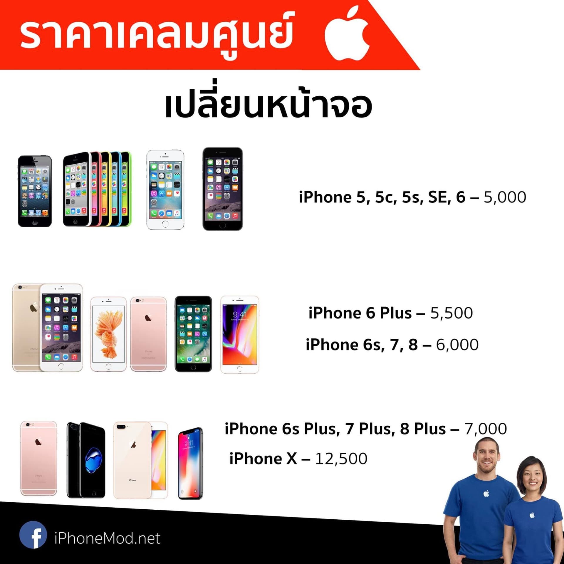 ราคาเปลี่ยนจอ Iphone Aasp Jan 2018