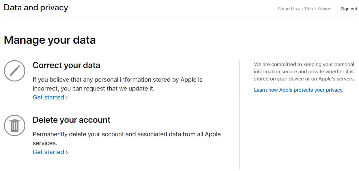 Apple Data Privacy Login