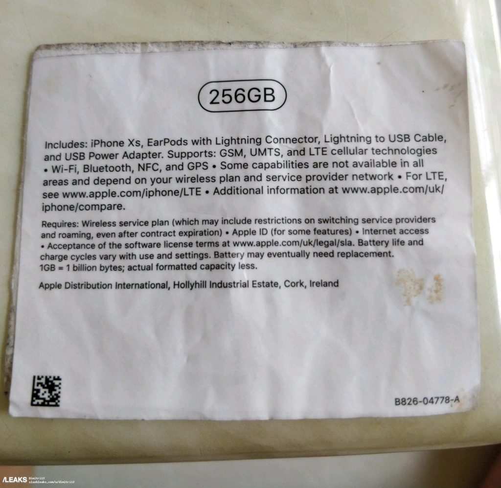 Iphone Xs Product Label Leaks Photo 2