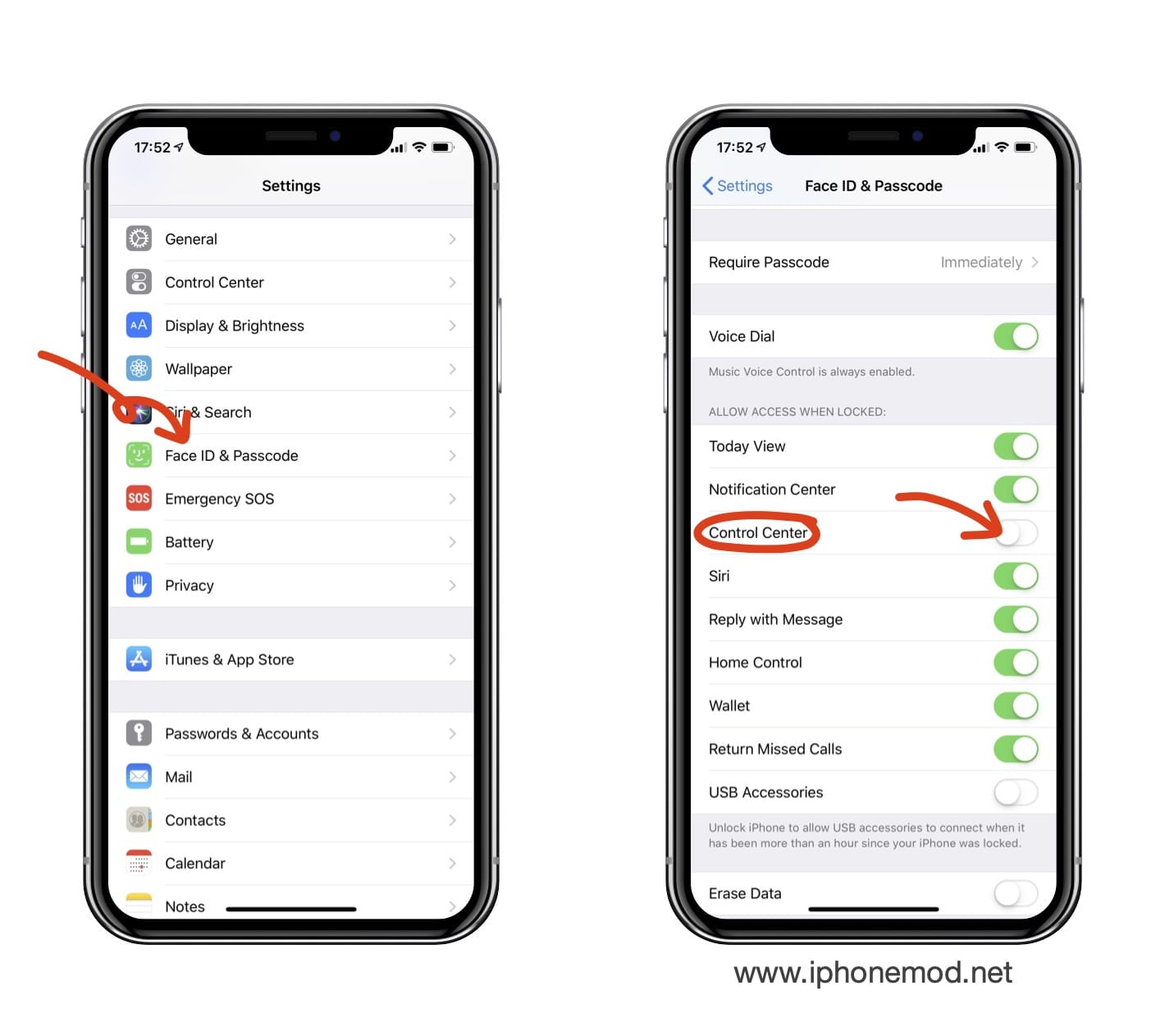 วิธีปิดการเรียก Control Center iOS 12 ในหน้า Lock Screen