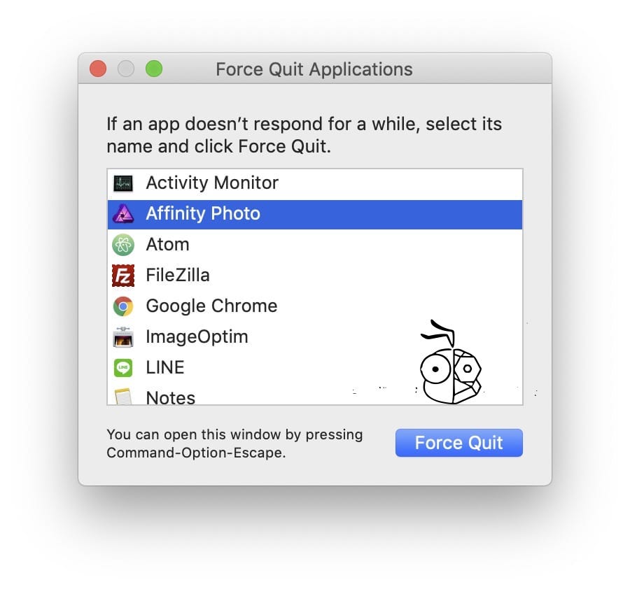 command for mac ox app to close