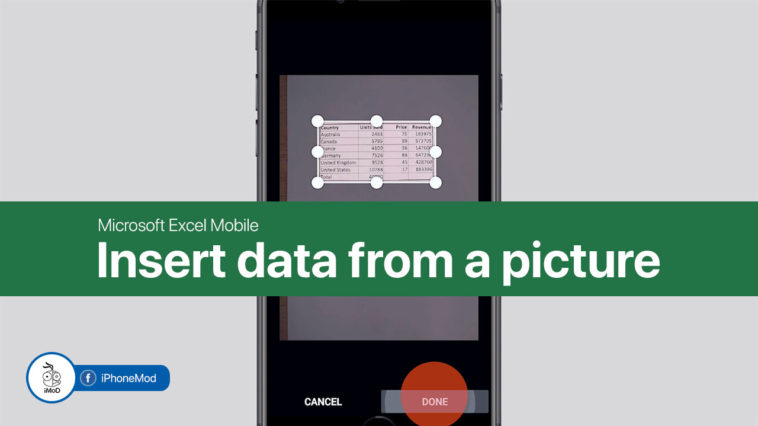 Excel Mobile Insert Data From Picture Cover