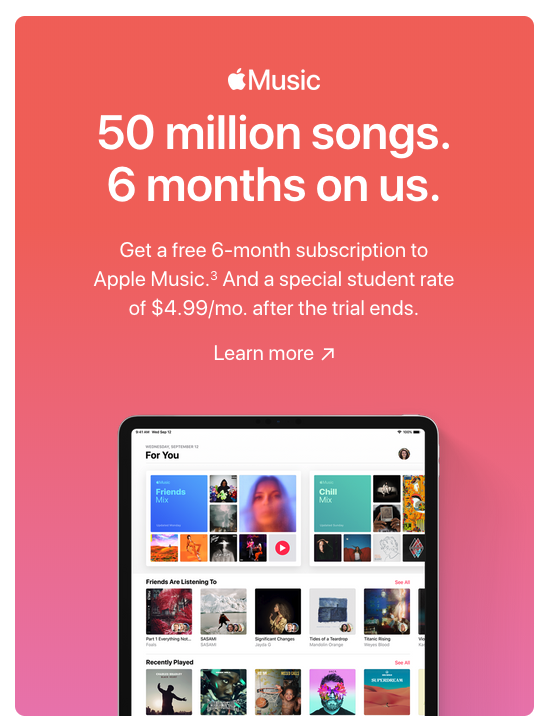 Apple Music Student Trail Free 6 Month 2