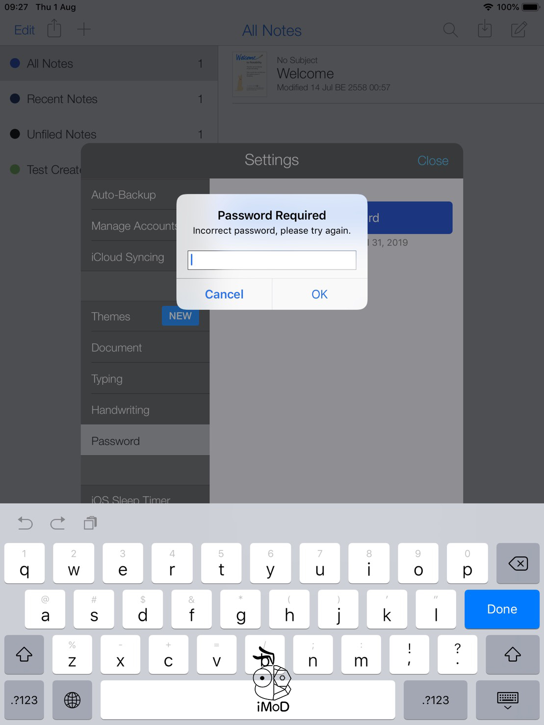 Reset Password Notability