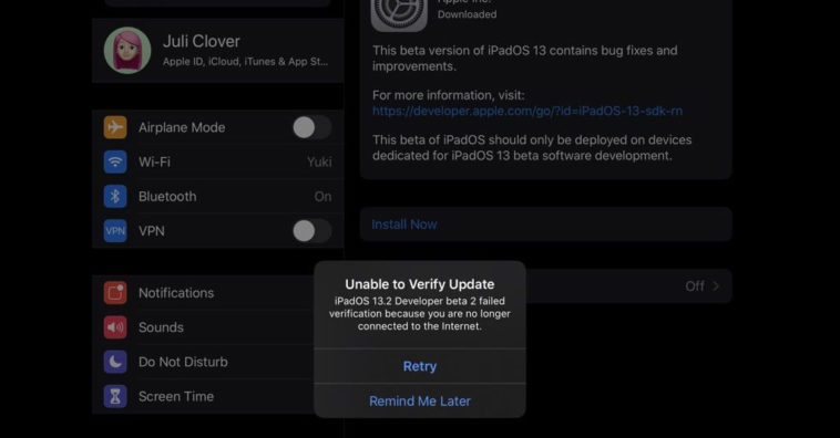 Ipad Pro Ios 13 2 Beta 2 Update Unavailable