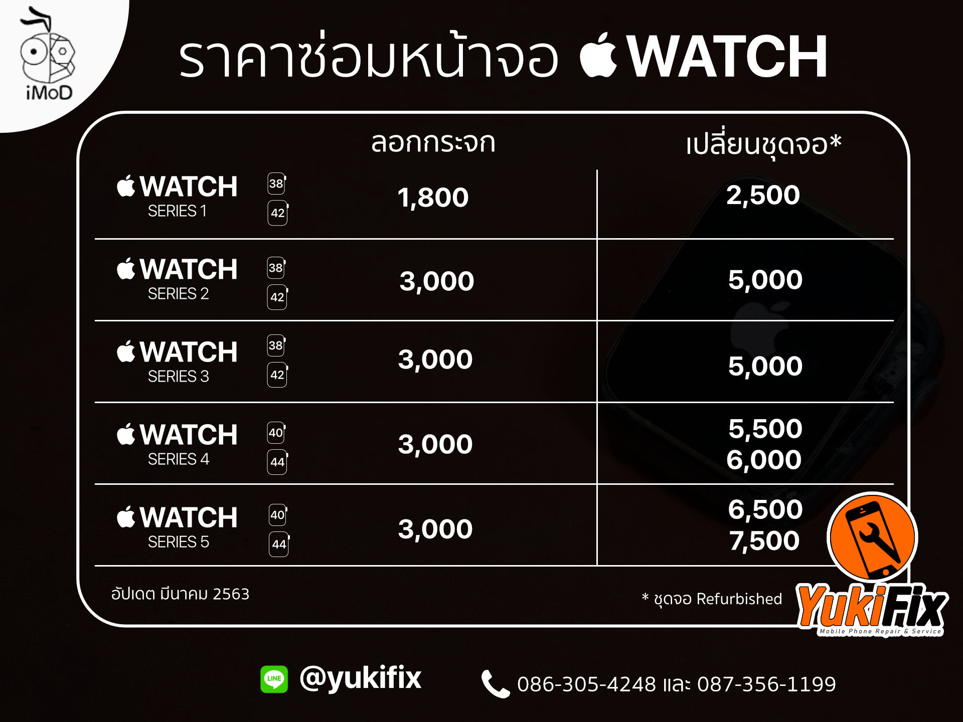 ราคาเปลี่ยนจอ Apple Watch Yukifix Sd3