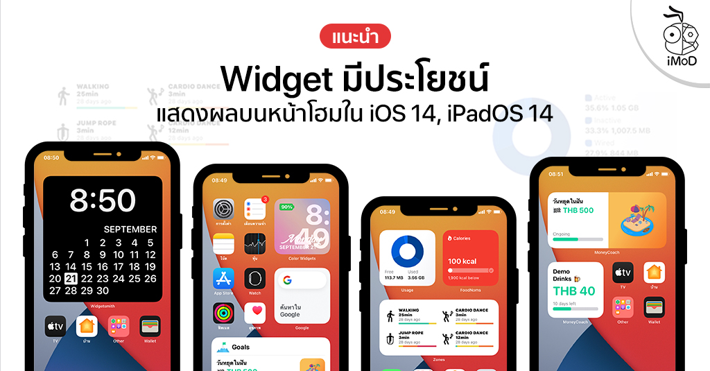 แนะนำแอปวิดเจ็ต (Widget) มีประโยชน์ รองรับการแสดงในหน้าโฮม Iphone, Ipad ใน  Ios 14