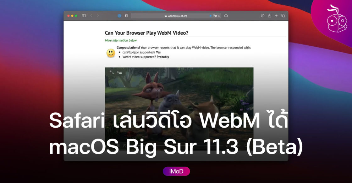 macOS Big Sur 11.3 เล่นวิดีโอ WebM ใน Safari ได้แล้ว - iMoD