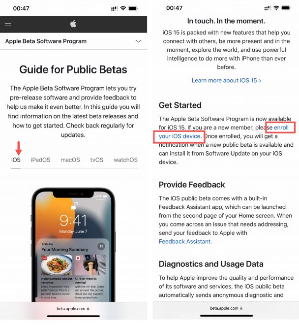 วิธีลงทะเบียนและติดตั้ง iOS 15 และ iPadOS 15 เวอร์ชัน Public Beta (ตัว