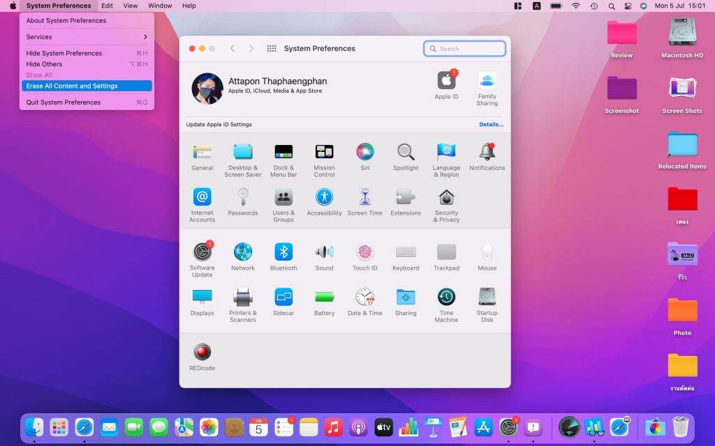 macos monterey erase all content and settings