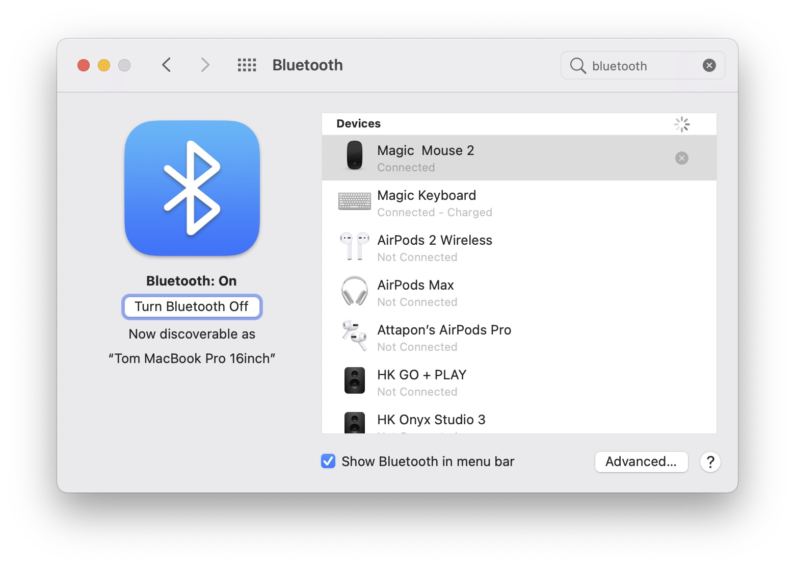 bluetooth is activated