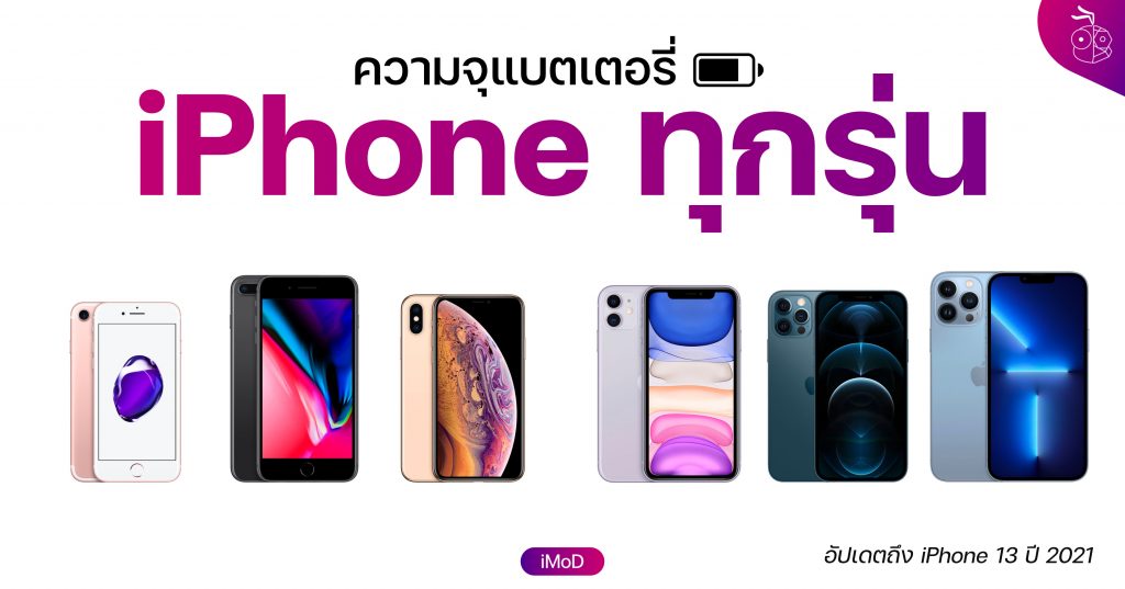 สรุปข้อมูลความจุแบตเตอรี่ (mAh) iPhone ทุกรุ่น อัปเดตถึง iPhone 13 ปี 2021