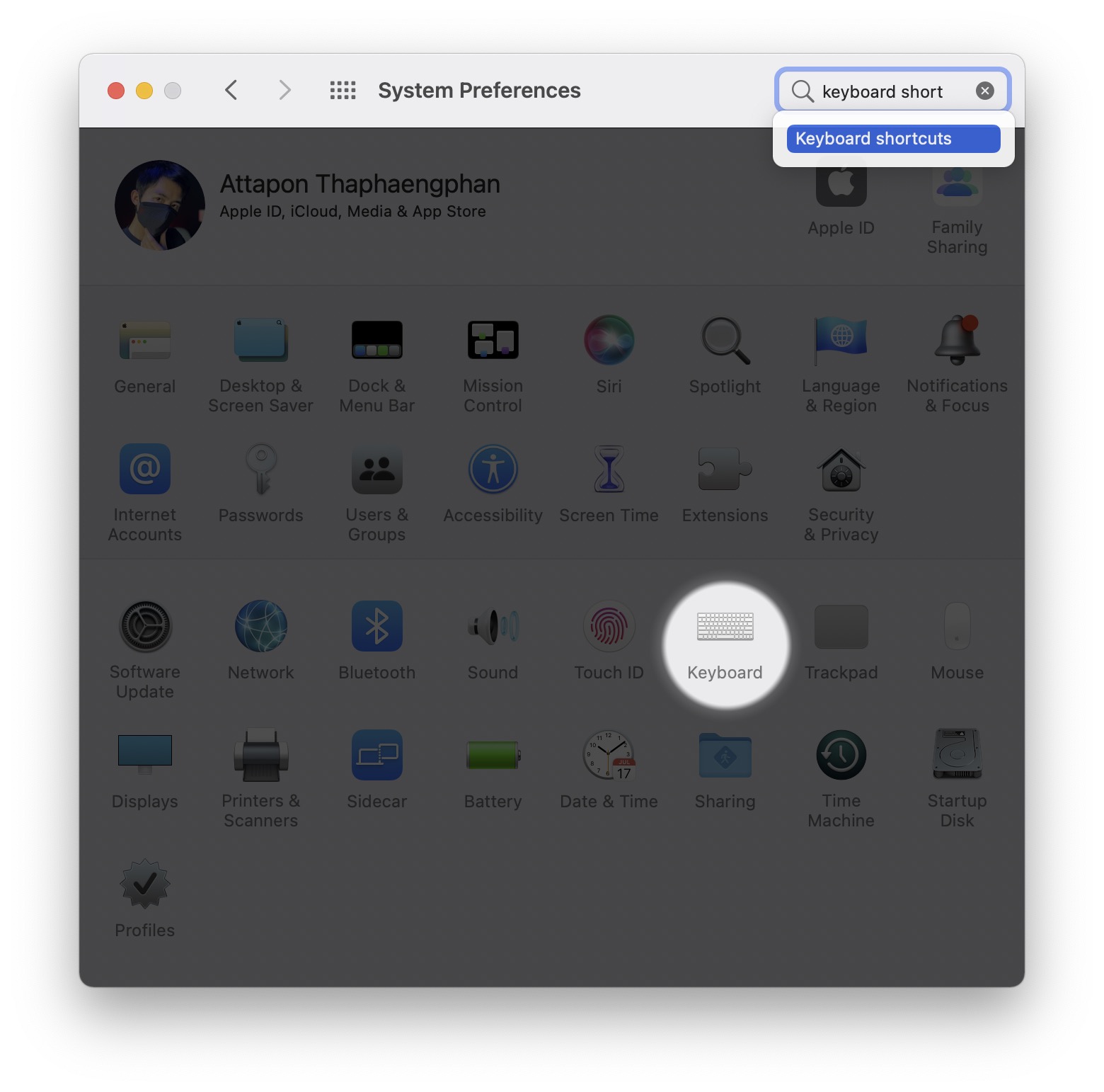 open keyboard shortcuts