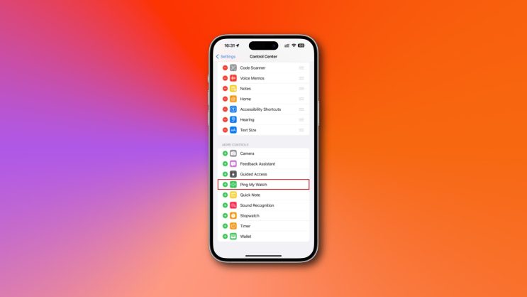 iOS 17 เพิ่มเมนู Ping My Watch มาให้ใช้งานบน Control Center ใน iPhone