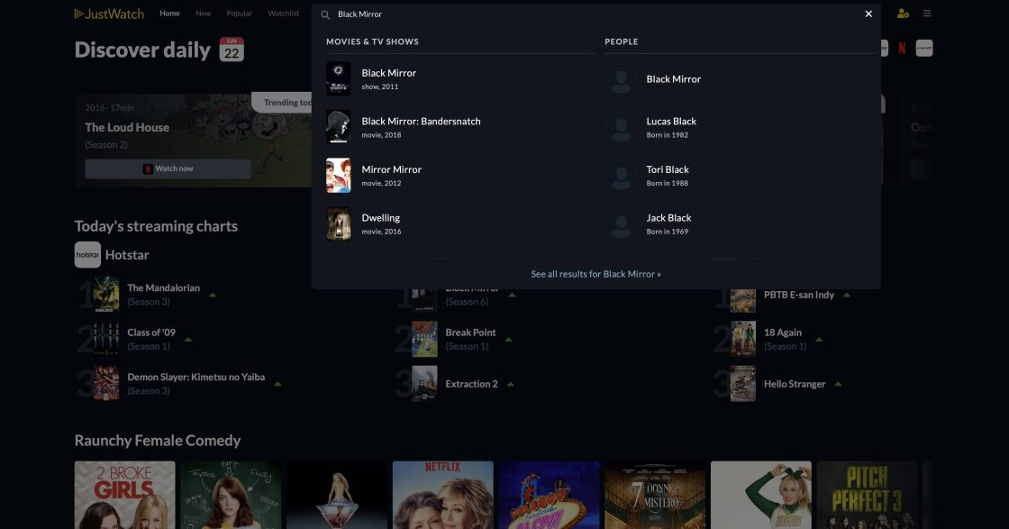 Justwatch เว็บหาหนังว่าดูในแพลตฟอร์มไหนได้บ้าง