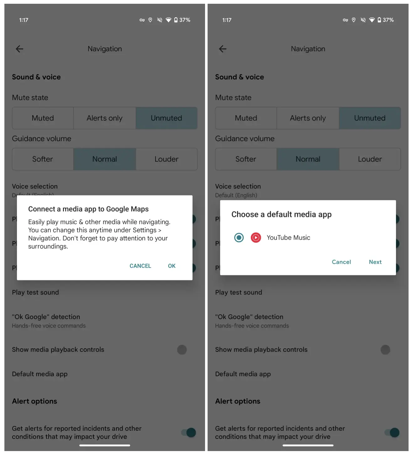 Final screenshot showing the Google Maps interface without music options