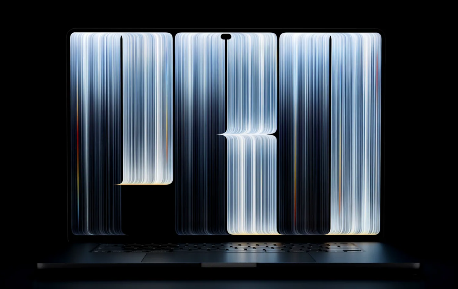 MacBook Pro พร้อมตัวอักษร PRO บนหน้าจอ