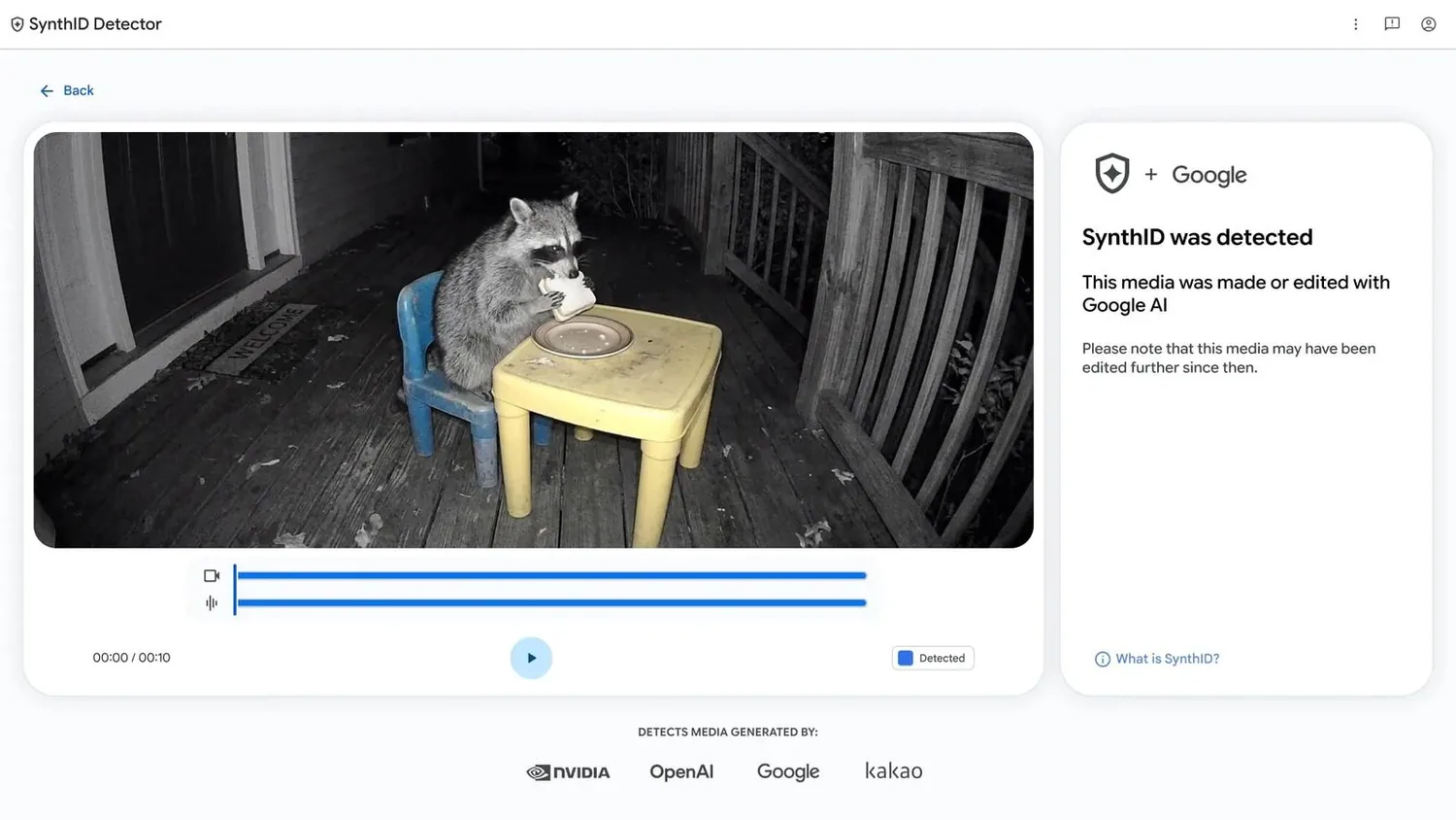 หน้าเว็บ SynthID Detector ตรวจพบลายน้ำ AI